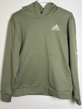 adidas Youth Olive Green Hoodie with Front Pocket Size Large